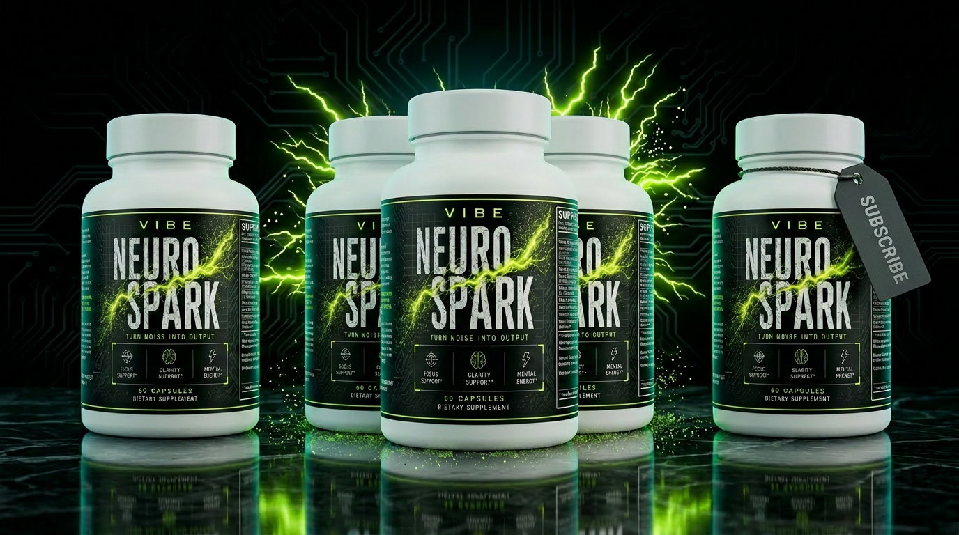 Three NeuroSpark bottle configurations: single, three-pack, and subscription